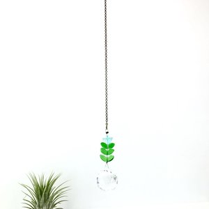 Flower Crystal Sun Catcher: 20mm Rainbow Prism Sphere, Czech Glass, Handmade