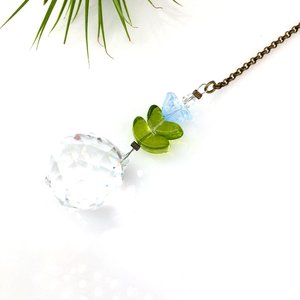 Flower Crystal Sun Catcher: 20mm Rainbow Prism Sphere, Czech Glass, Handmade