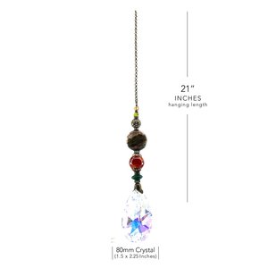 Gemstone Sun Catcher: Asfour Crystal Prism, Rhyolite & Agate, Czech Glass