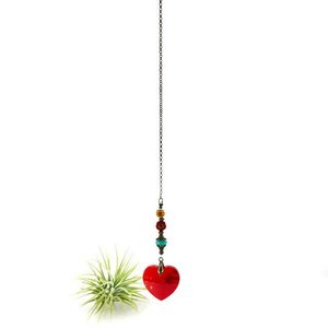 Ruby Heart Crystal Sun Catcher: Bohemian Window & Garden Decor, Czech Beads