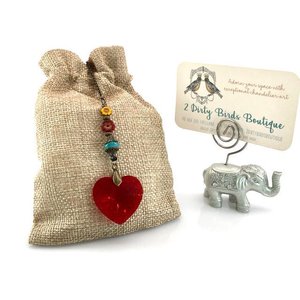 Ruby Heart Crystal Sun Catcher: Bohemian Window & Garden Decor, Czech Beads