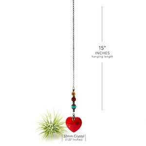 Ruby Heart Crystal Sun Catcher: Bohemian Window & Garden Decor, Czech Beads