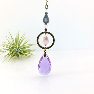 Purple Sun Catcher: Asfour Crystal, Keshi Pearl & Czech Beads