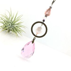 Pink Sun Catcher: Asfour Crystal, Keshi Pearl & Czech Beads