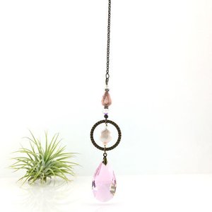 Pink Sun Catcher: Asfour Crystal, Keshi Pearl & Czech Beads