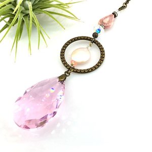 Pink Sun Catcher: Asfour Crystal, Keshi Pearl & Czech Beads