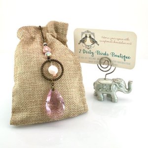 Pink Sun Catcher: Asfour Crystal, Keshi Pearl & Czech Beads