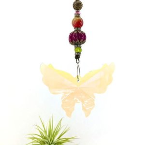 Large Butterfly Crystal Sun Catcher: Boho Rainbow Maker, Gemstone & Crystal Beads