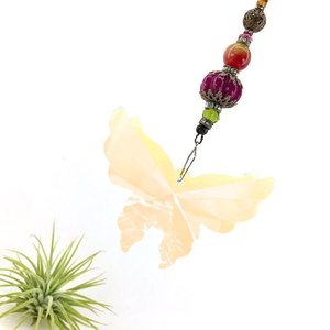 Large Butterfly Crystal Sun Catcher: Boho Rainbow Maker, Gemstone & Crystal Beads