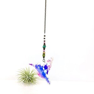 Large Hummingbird Crystal Sun Catcher: Boho Rainbow Maker, Czech & Austrian Beads