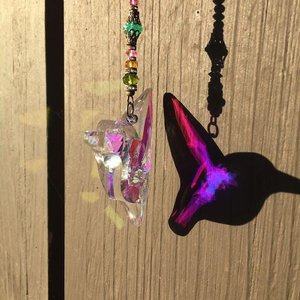 Large Hummingbird Crystal Sun Catcher: Boho Rainbow Maker, Czech & Austrian Beads