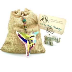 Large Hummingbird Crystal Sun Catcher: Boho Rainbow Maker, Czech & Austrian Beads