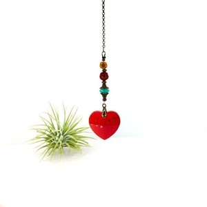 Ruby Heart Crystal Sun Catcher: Bohemian Window & Garden Decor, Czech Beads