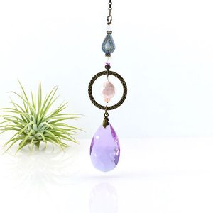 Purple Sun Catcher: Asfour Crystal, Keshi Pearl & Czech Beads