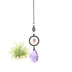 Purple Sun Catcher: Asfour Crystal, Keshi Pearl & Czech Beads