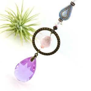 Purple Sun Catcher: Asfour Crystal, Keshi Pearl & Czech Beads