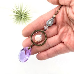 Purple Sun Catcher: Asfour Crystal, Keshi Pearl & Czech Beads