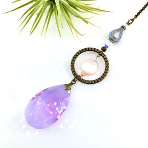 Purple Sun Catcher: Asfour Crystal, Keshi Pearl & Czech Beads