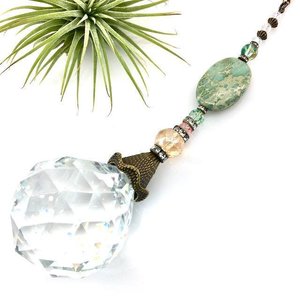 Jasper Gemstone Sun Catcher, 40mm Crystal Sphere, Rainbow Maker