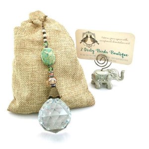 Jasper Gemstone Sun Catcher, 40mm Crystal Sphere, Rainbow Maker