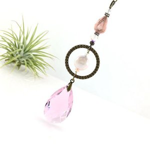 Pink Sun Catcher: Asfour Crystal, Keshi Pearl & Czech Beads