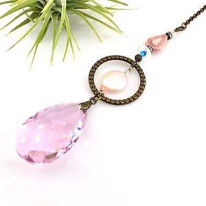 Pink Sun Catcher: Asfour Crystal, Keshi Pearl & Czech Beads