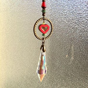 Boho Heart Crystal Sun Catcher: Window & Garden Decor, Asfour, Czech Beads