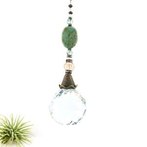 Jasper Gemstone Sun Catcher, 40mm Crystal Sphere, Rainbow Maker