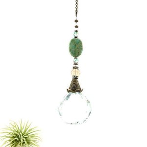 Jasper Gemstone Sun Catcher, 40mm Crystal Sphere, Rainbow Maker