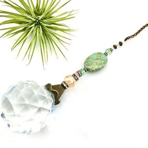 Jasper Gemstone Sun Catcher, 40mm Crystal Sphere, Rainbow Maker