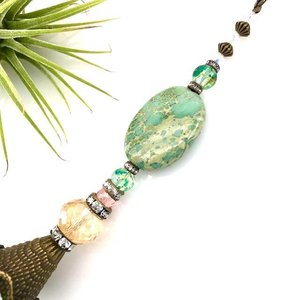 Jasper Gemstone Sun Catcher, 40mm Crystal Sphere, Rainbow Maker