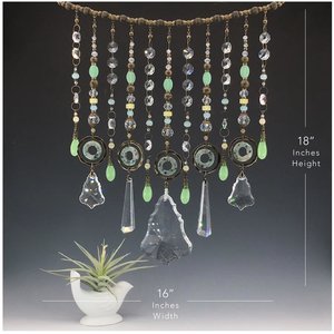 Gemstone and Crystal Chandelier Hanging, Handmade Boho Beaded Curtain for Window or Garden