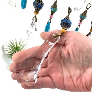 Gemstone and Crystal Hanging, Handmade Boho Beaded Curtain for Window or Garden