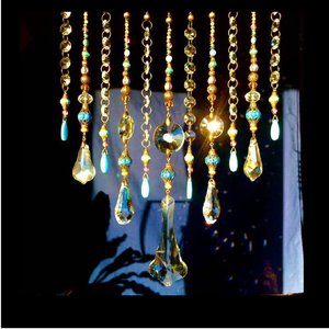 Gemstone and Crystal Hanging, Handmade Boho Beaded Curtain for Window or Garden