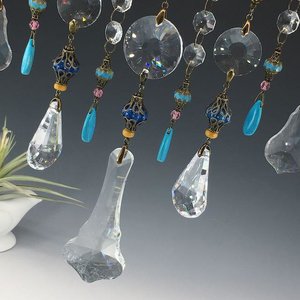 Gemstone and Crystal Hanging, Handmade Boho Beaded Curtain for Window or Garden