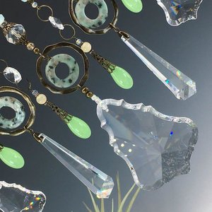 Gemstone and Crystal Chandelier Hanging, Handmade Boho Beaded Curtain for Window or Garden