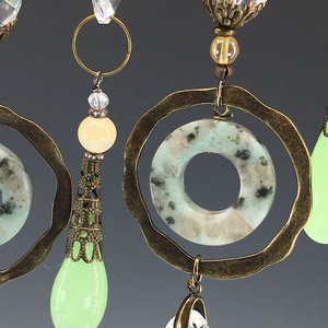 Gemstone and Crystal Chandelier Hanging, Handmade Boho Beaded Curtain for Window or Garden