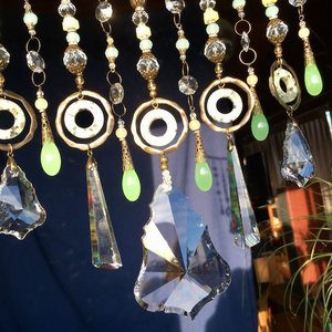Gemstone and Crystal Chandelier Hanging, Handmade Boho Beaded Curtain for Window or Garden
