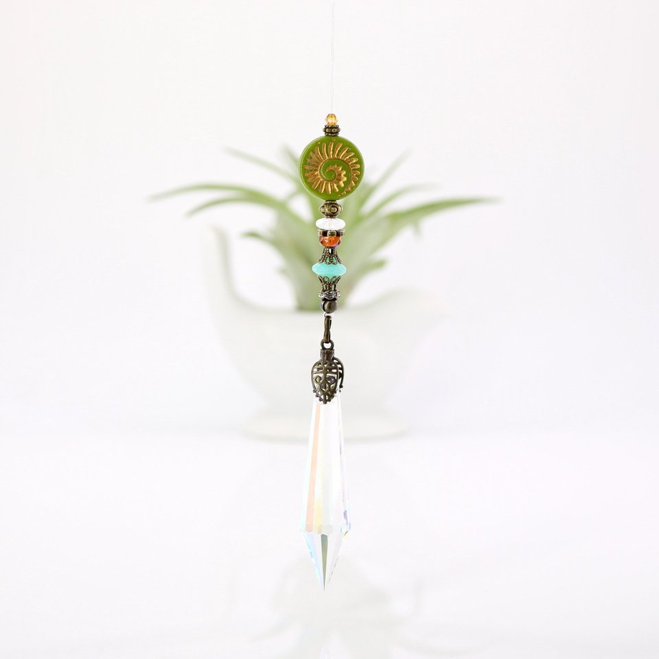 Nautilus Sun Catcher, Crystal Hanging, Vibrant Colors, Sizes: 38mm, 50mm, 63mm, Rainbow Maker, Garden, Window, Gift, 2 Dirty Birds Boutique