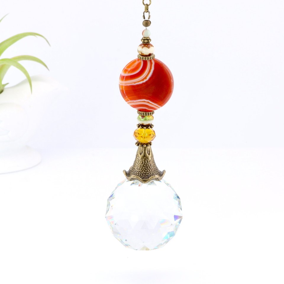 Agate Focal, Crystal Sun Catcher, Window Decor, Crystal Hanging, LG 40mm Crystal Sphere, Garden, Home Decor, Gift, 2 Dirty Birds Boutique