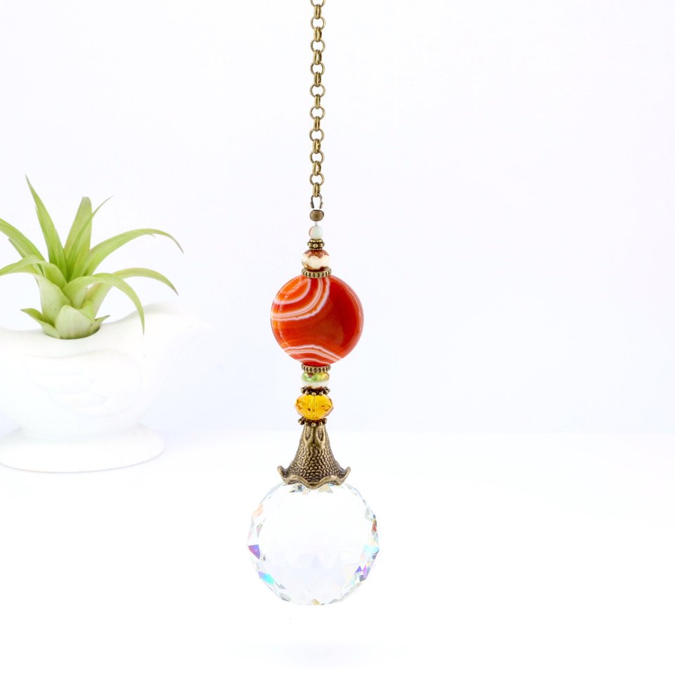 Agate Focal, Crystal Sun Catcher, Window Decor, Crystal Hanging, LG 40mm Crystal Sphere, Garden, Home Decor, Gift, 2 Dirty Birds Boutique