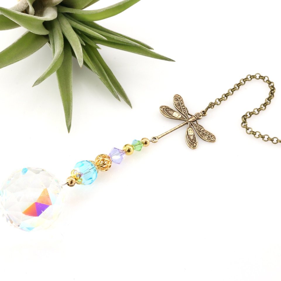 Suncatcher, Sweet Delicate Dragonfly, Rainbow Maker, Window, Garden, Home, Car, 20mm AB, Hanging Crystal Prism, Gift, 2 Dirty Birds Boutique