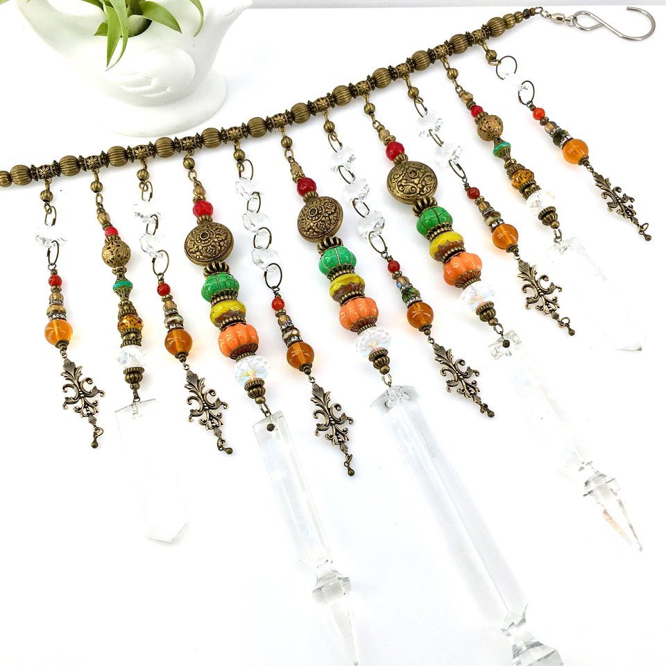 Unique Handmade Beaded Crystal Curtain: Vintage and New Prism for Window or Garden