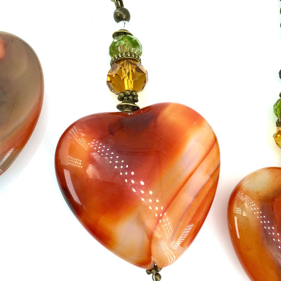 Boho Gemstone Hanging, LG, Agate, Heart, Sun Catcher, Window, Garden, Garden Hanging, Gift, Friend,  2 Dirty Birds Boutique