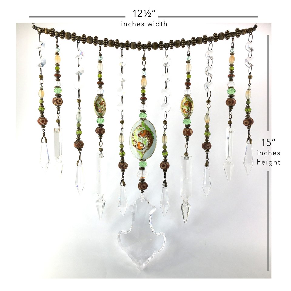 Unique Vintage and New Crystal Hanging, Handmade Beaded Curtain, for Window or Garden
