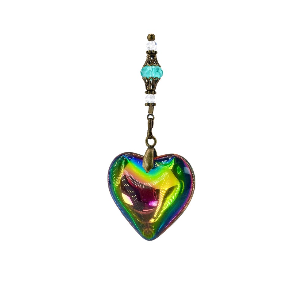 Boho Decor, Rainbow Heart, Crystal Hanging, Puffy Heart, Vitrail, SunCatcher, Home, Garden Decor, Gift, Mother's Day, 2 Dirty Birds Boutique