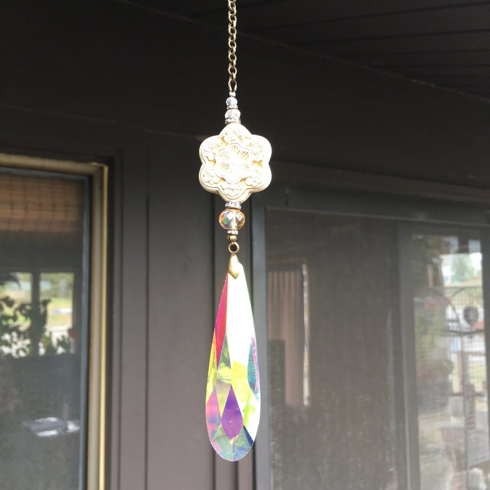 Sun Catcher for Window, Gorgeous Boho, Crystal Prism, LG, 76mm, Rainbow Maker, Home, Window Hanging, Garden, Gift, 2 DirtyBirds Boutique