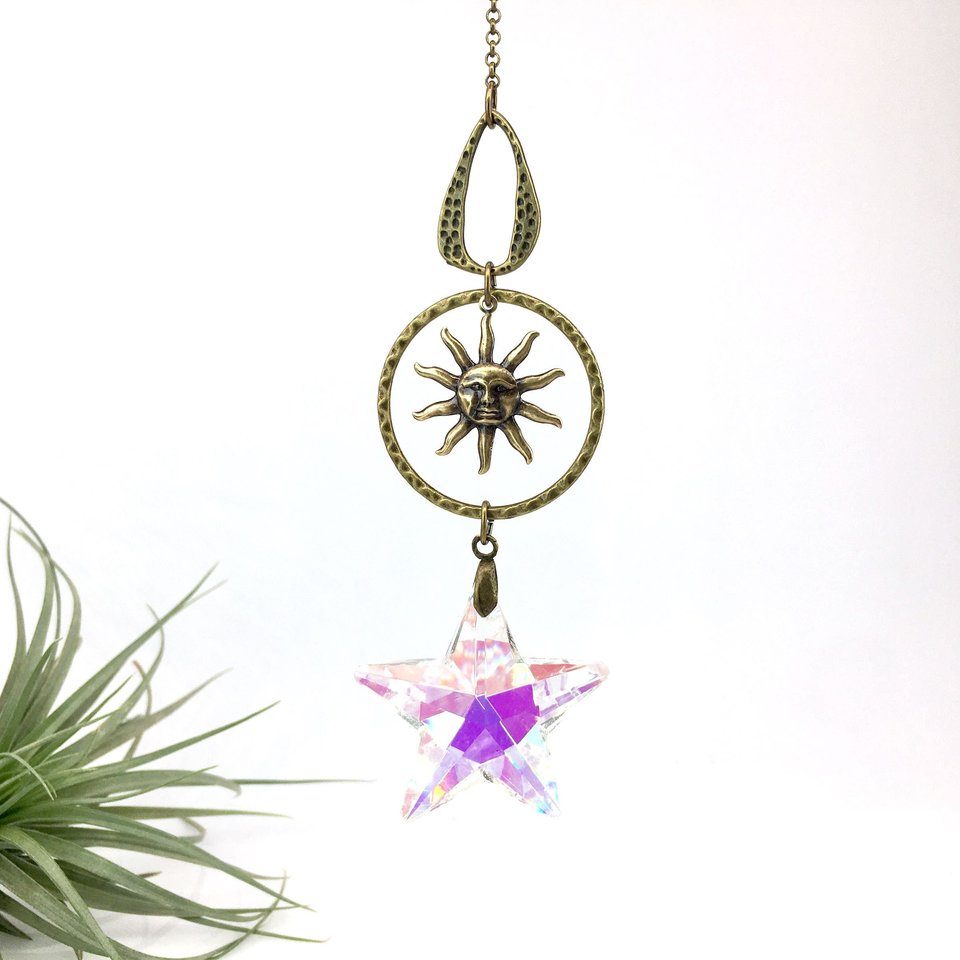 Sun Catcher, Celestial, Star Crystal, LG, Rainbow Maker, AB 50mm, Crystal Ornament, Home, Window, Garden, Car, Gift, 2 DirtyBirds Boutique