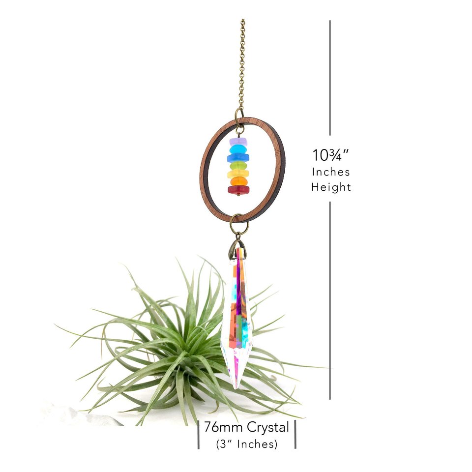 Sun Catcher, Rainbow, Chakra, Colors, Boho Hanging, LG, 76mm, Window Hanging, Garden, Car Charm, Ornament, Gift, 2 Dirty Birds Boutique