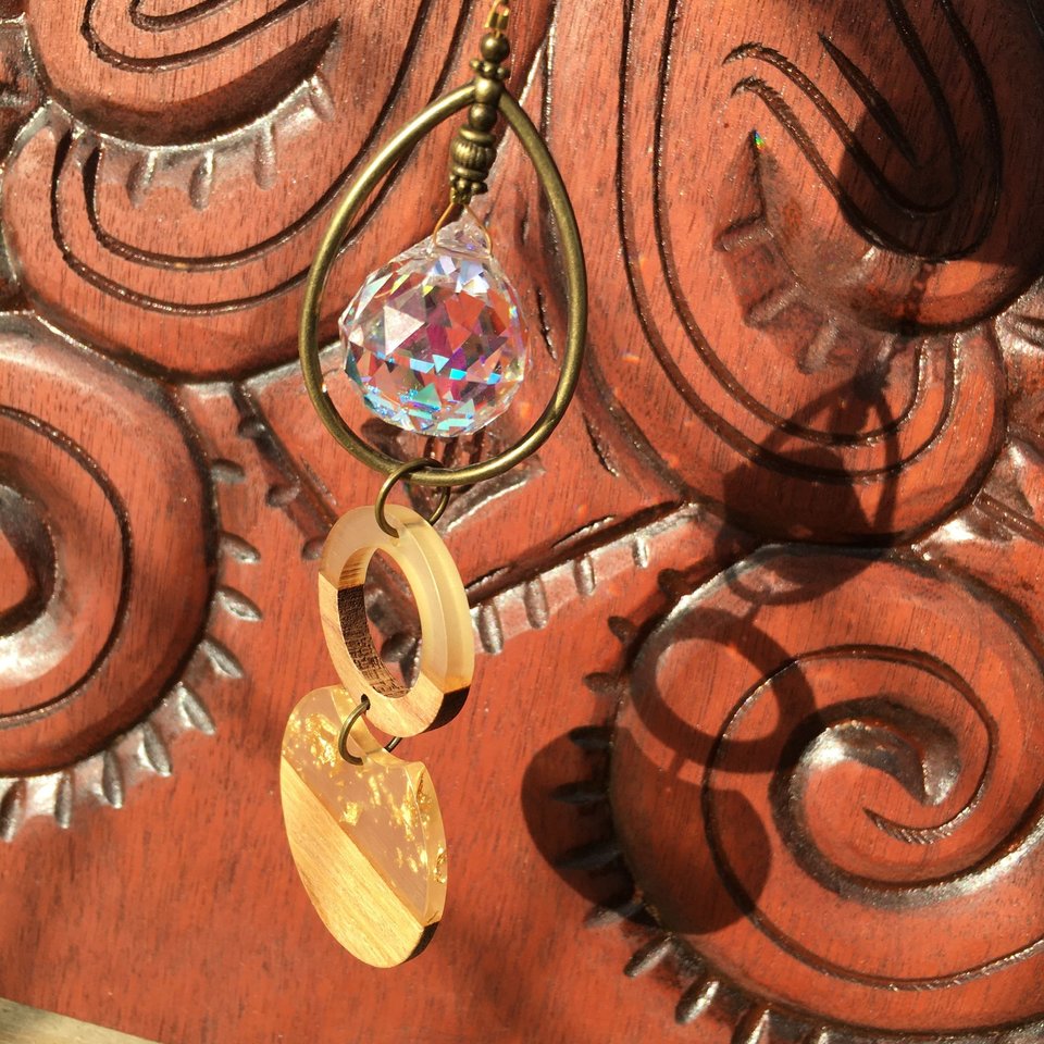 Sun Catcher, Unique, Gold Leaf, Rainbow Maker, Ornament, Crystal Hanging, 20mm, Window Hanging, Car Crystal, Gift, 2 Dirty Birds Boutique